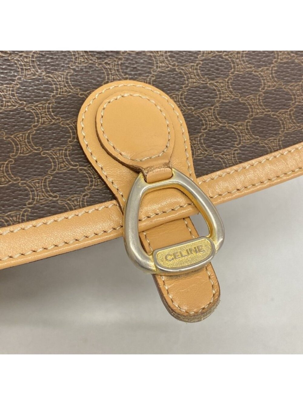 Celine Shoulder Bag Macadam Brown Gold - Picture 10 of 10